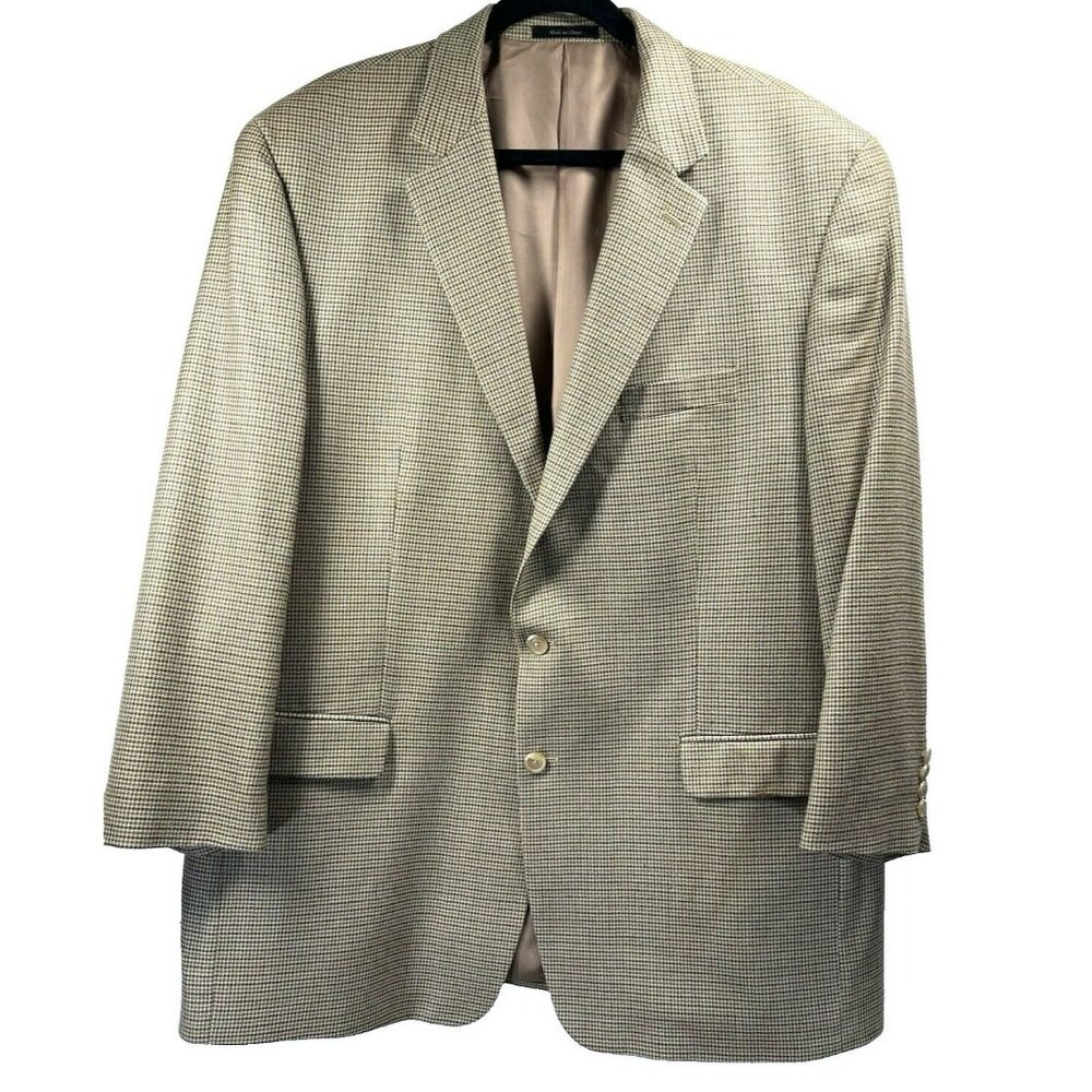 Lauren Ralph Lauren Mens Blazer Jacket 48L Silk Wool Check Two Button Single